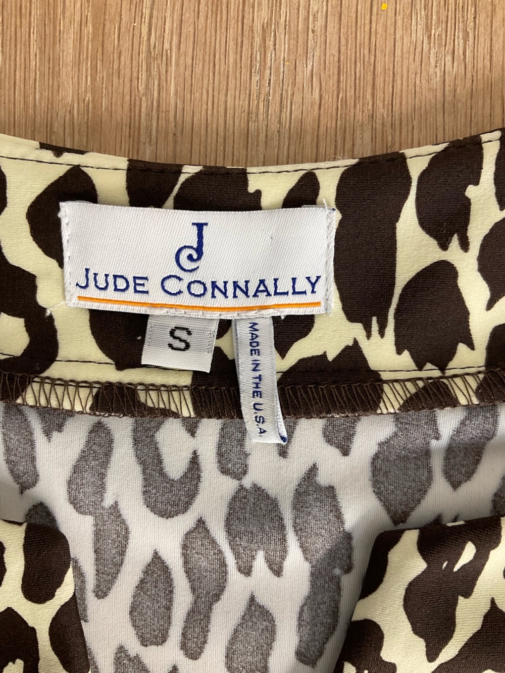 Jude Connally Leopard Print Shift Dress Small 3/4 Sleeve Stretch Knit - Picture 6 of 7
